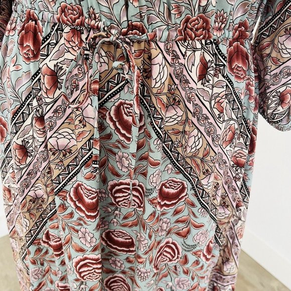 Tigerlily Maxi Dress Floral Rose Print Off the Shoulder Long Sleeve Size 8 - Picture 4 of 7